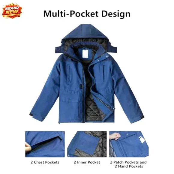 Men's Winter Ski Jacket Water Repellent Windproof Hooded Parka